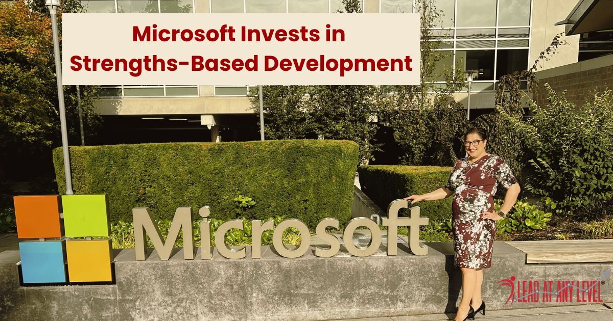 Amy Waninger poses in front of the Microsoft  sign at the company's Redmond campus